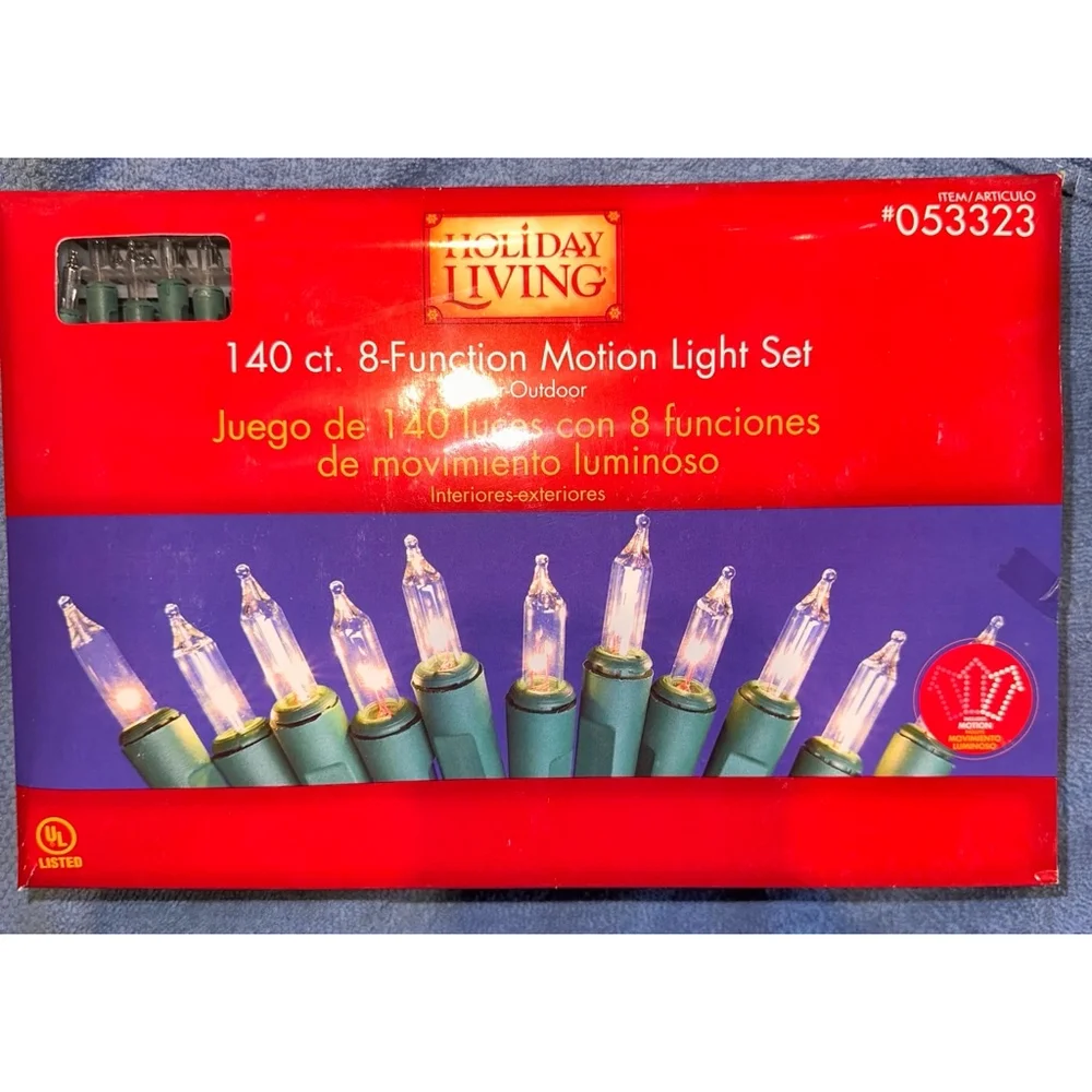 NOS Holiday Living 140 Count 8 Function Motion Christmas Light Set Clear 053323
